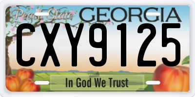 GA license plate CXY9125