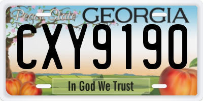 GA license plate CXY9190