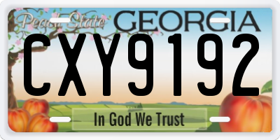 GA license plate CXY9192