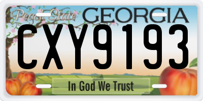GA license plate CXY9193