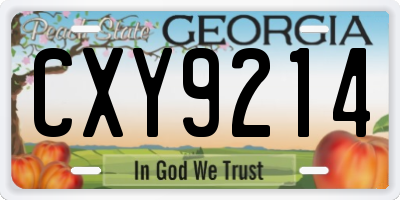 GA license plate CXY9214