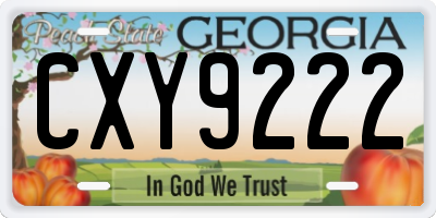 GA license plate CXY9222