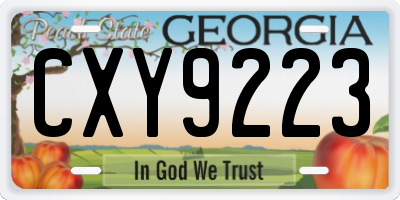 GA license plate CXY9223