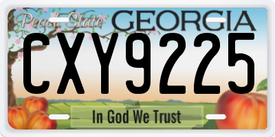GA license plate CXY9225