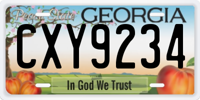GA license plate CXY9234