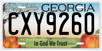 GA license plate CXY9260