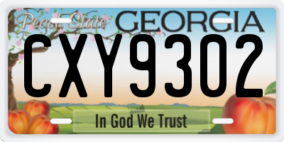 GA license plate CXY9302