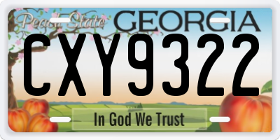 GA license plate CXY9322