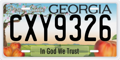 GA license plate CXY9326