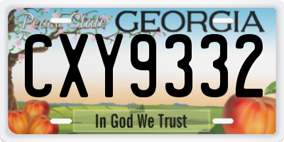 GA license plate CXY9332