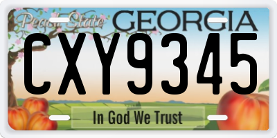 GA license plate CXY9345