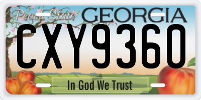 GA license plate CXY9360