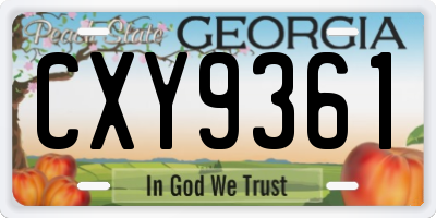 GA license plate CXY9361