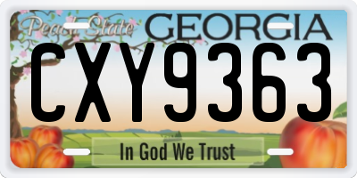 GA license plate CXY9363