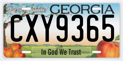 GA license plate CXY9365