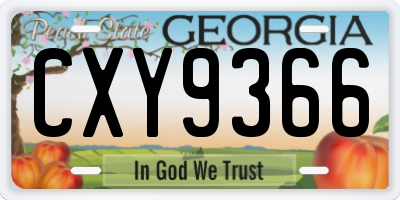 GA license plate CXY9366
