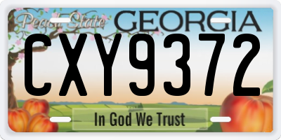 GA license plate CXY9372