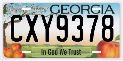 GA license plate CXY9378
