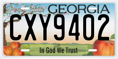 GA license plate CXY9402