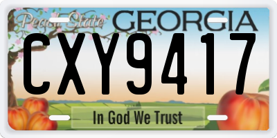 GA license plate CXY9417
