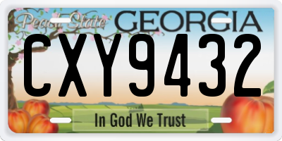 GA license plate CXY9432