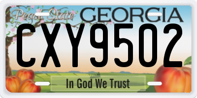 GA license plate CXY9502