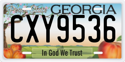 GA license plate CXY9536