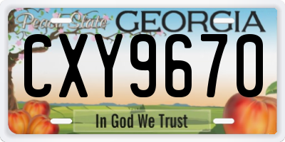 GA license plate CXY9670