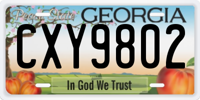 GA license plate CXY9802