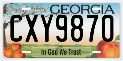 GA license plate CXY9870