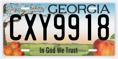 GA license plate CXY9918