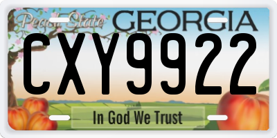 GA license plate CXY9922