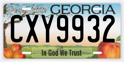 GA license plate CXY9932
