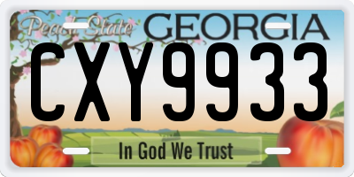GA license plate CXY9933