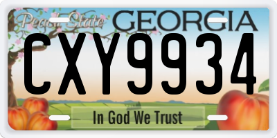 GA license plate CXY9934