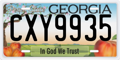 GA license plate CXY9935