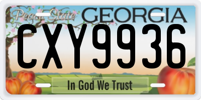 GA license plate CXY9936