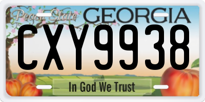 GA license plate CXY9938