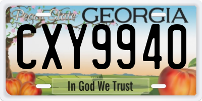 GA license plate CXY9940