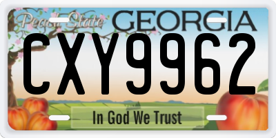 GA license plate CXY9962