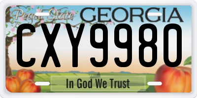 GA license plate CXY9980