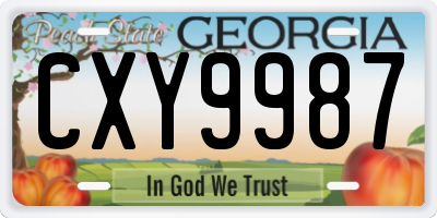 GA license plate CXY9987