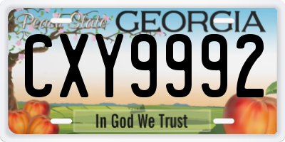 GA license plate CXY9992