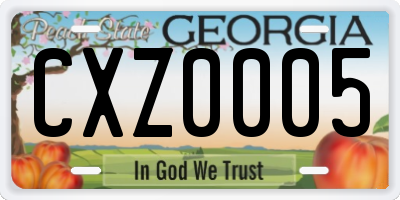 GA license plate CXZ0005