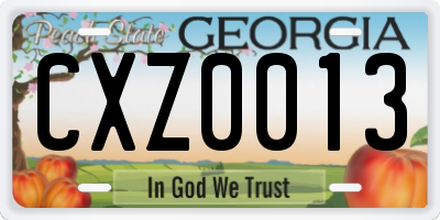 GA license plate CXZ0013