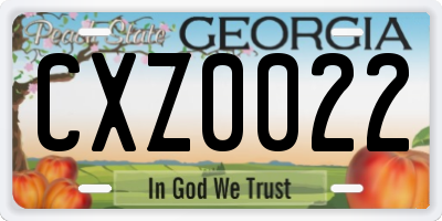 GA license plate CXZ0022