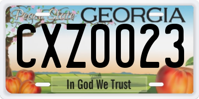 GA license plate CXZ0023