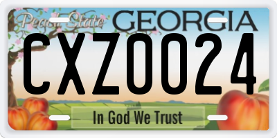 GA license plate CXZ0024