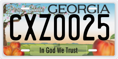 GA license plate CXZ0025