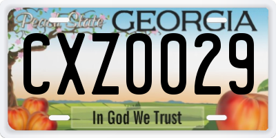 GA license plate CXZ0029